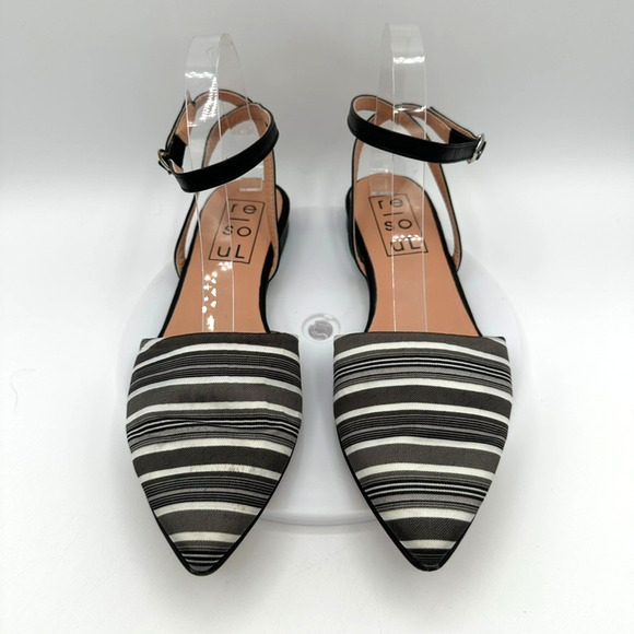 Re-Soul Silk Leather Ankle Wrap Flats Size 39 Black Modern Coastal Italy Retro - Picture 3 of 9